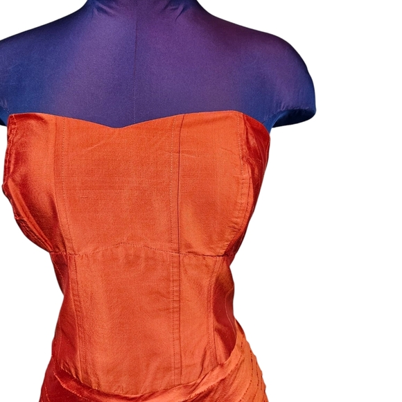 NWT Christiane Celle Calypso Iridescent Orange Tiered Midi Dress Size 10 K67‎ - Picture 2 of 12